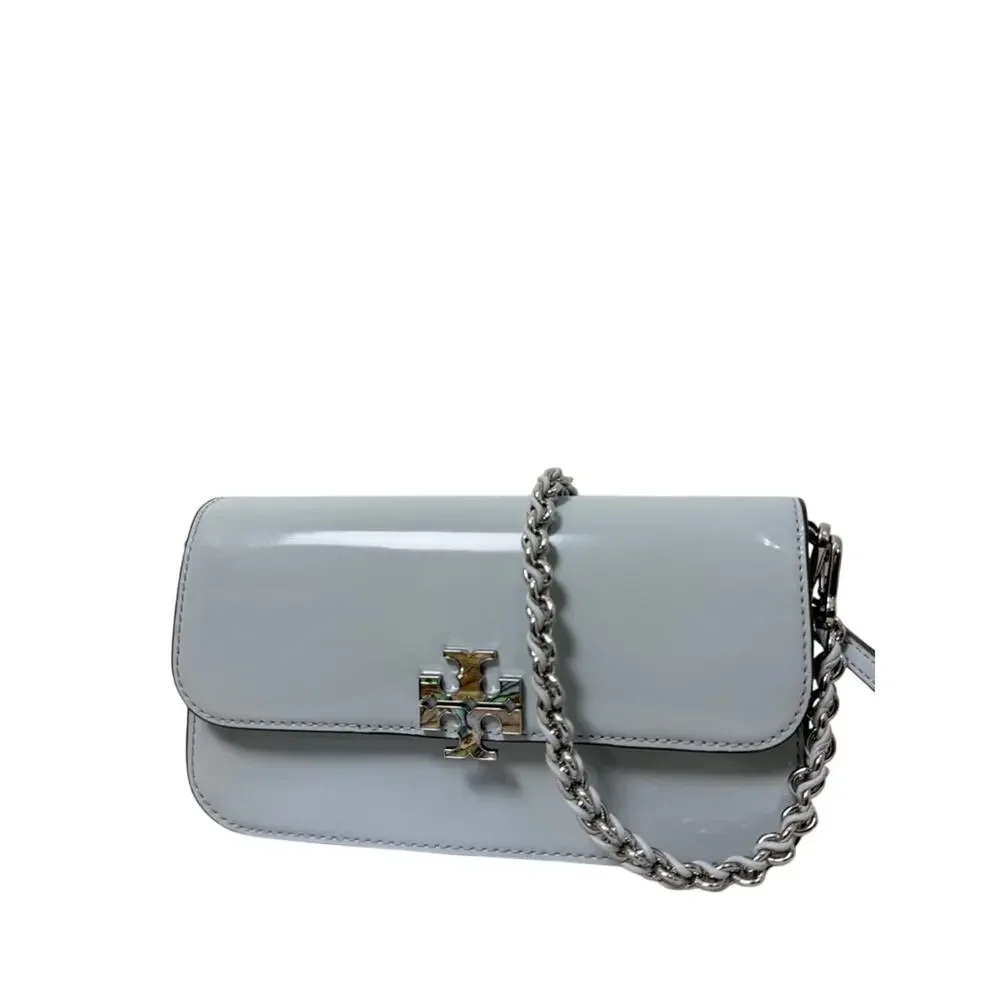 Tory Burch Pale Blue Patent Leather Crossbody Bag Chain Strap